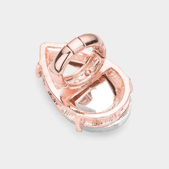 Oversized Teardrop Peach Stone Stretch Rose Gold Ring