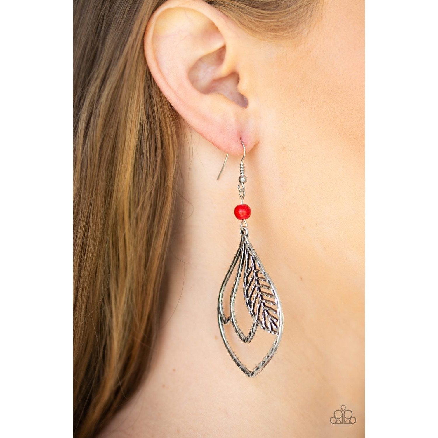 Paparazzi Absolutely Airborne Red Pierced Earrings