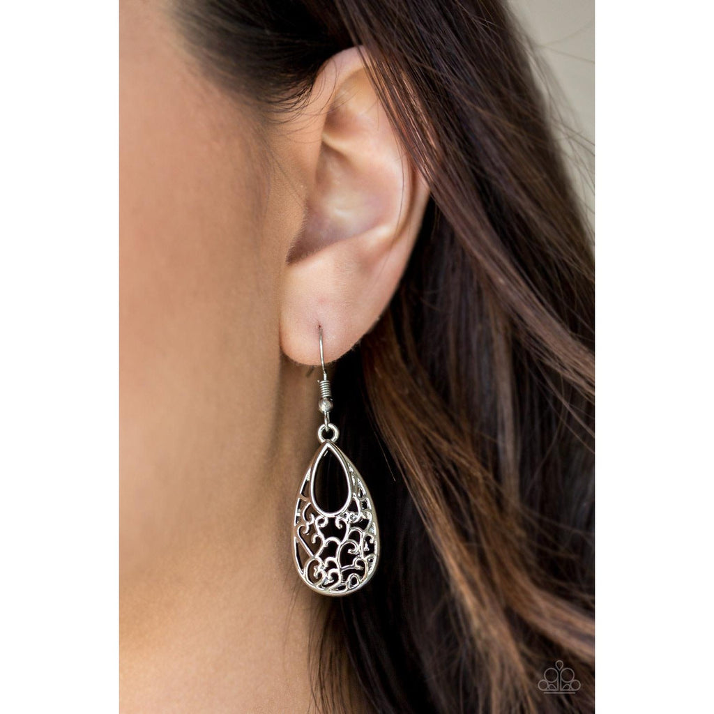 Paparazzi Always Be VINE Silver Teardrop Filigree Earrings