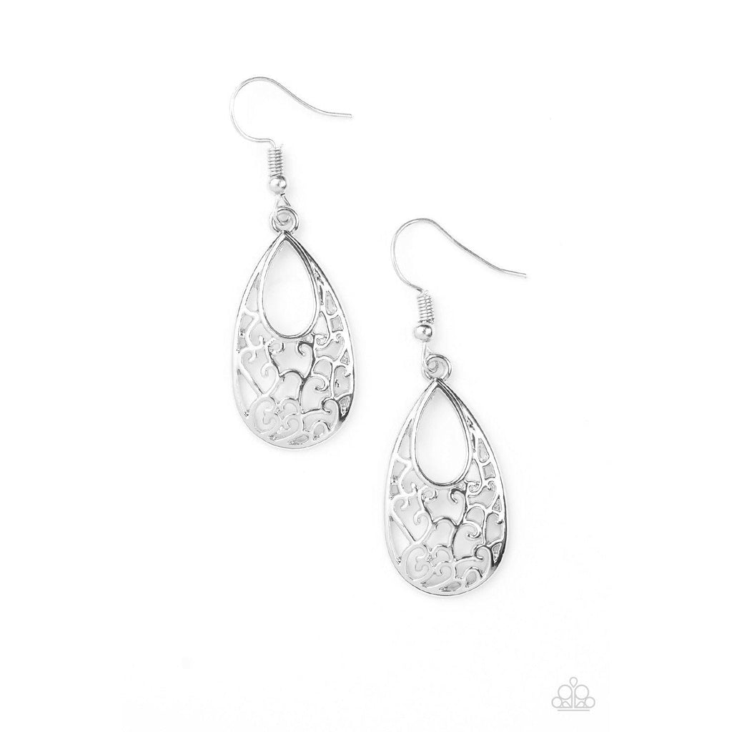 Paparazzi Always Be VINE Silver Teardrop Filigree Earrings