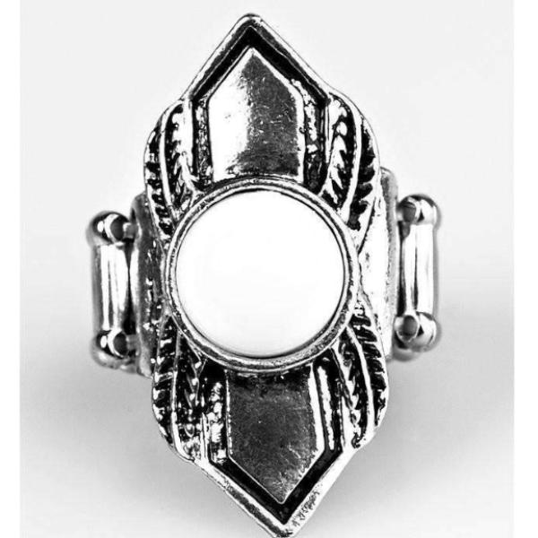 Paparazzi BEAD Courageous White Silver & White Bead Fashion Ring