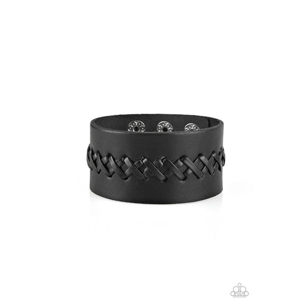 Paparazzi Be A Sport - Black Laced Leather Bracelet