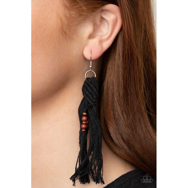 Paparazzi Beach Bash Black Pierced Earrings-Earring-SPARKLE ARMAND