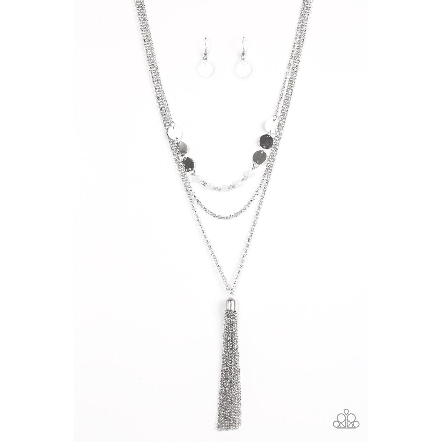 Paparazzi Celebration of Chic White Necklace & Earrings Set-Necklace-SPARKLE ARMAND