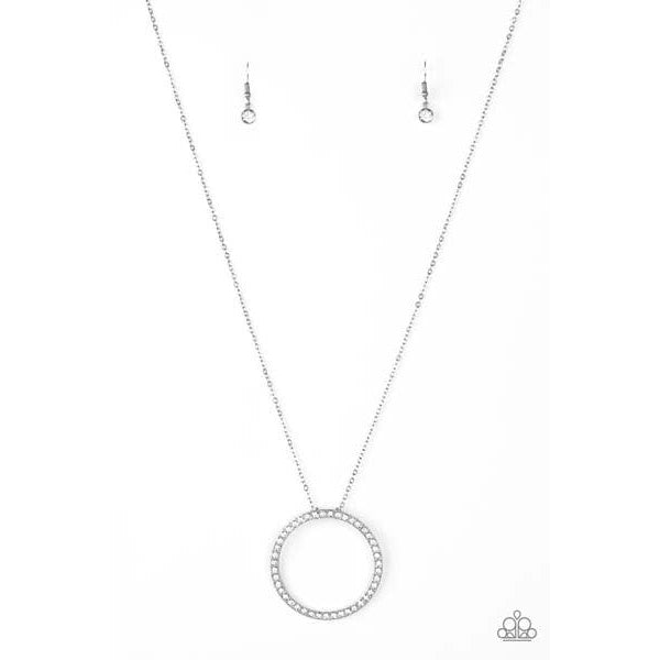 Paparazzi Center Of Attention - White Necklace & Earrings Set-Necklace-SPARKLE ARMAND