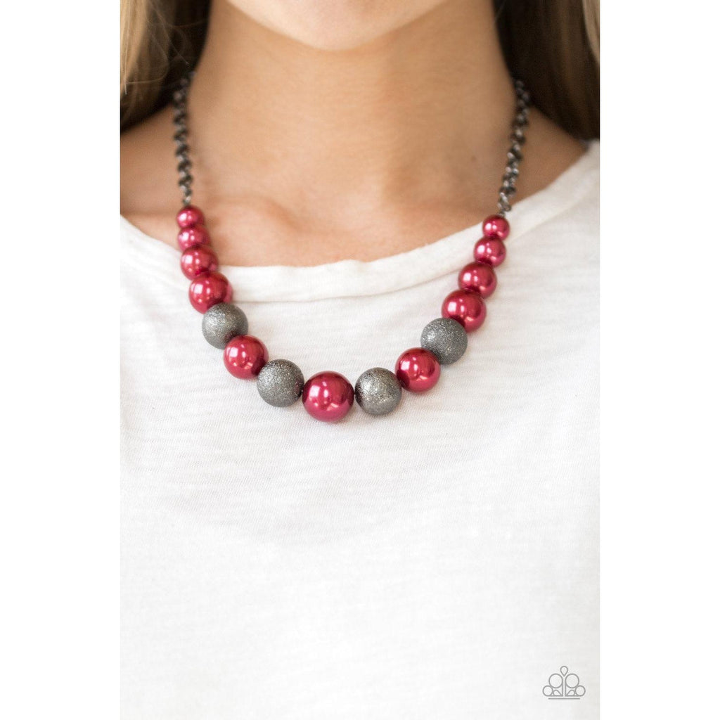 Paparazzi Color Me CEO - Red Necklace & Earrings Set-Necklace-SPARKLE ARMAND