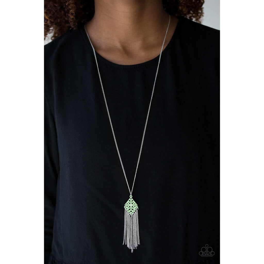 Paparazzi Color Me Capricious Green Necklace & Earrings Set