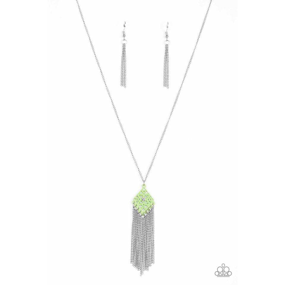 Paparazzi Color Me Capricious Green Necklace & Earrings Set