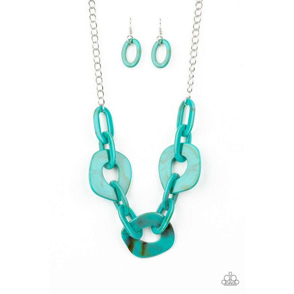 Paparazzi Courageously Chromatic Blue Necklace & Earrings Set
