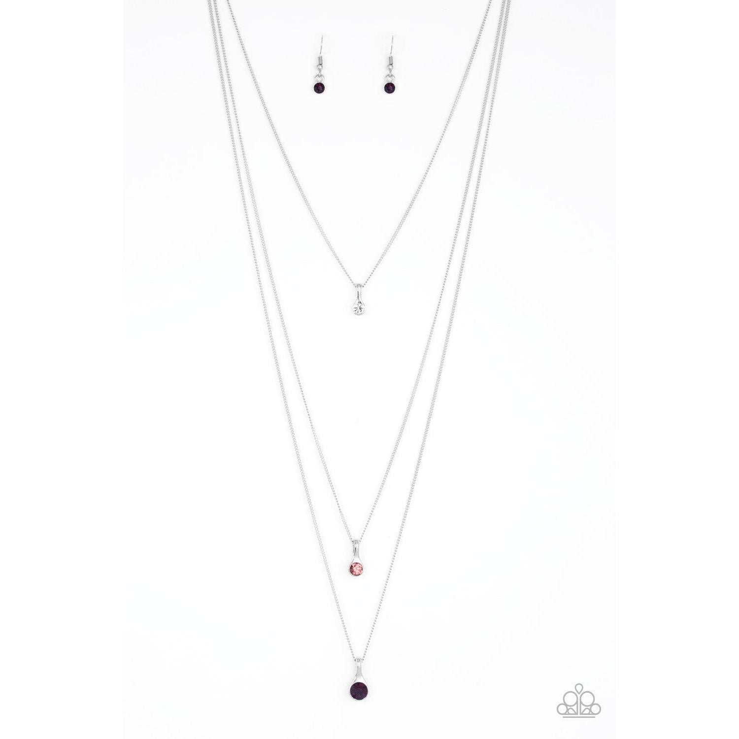 Paparazzi Crystal Chic Purple Rhinestone Necklace & Earrings Set