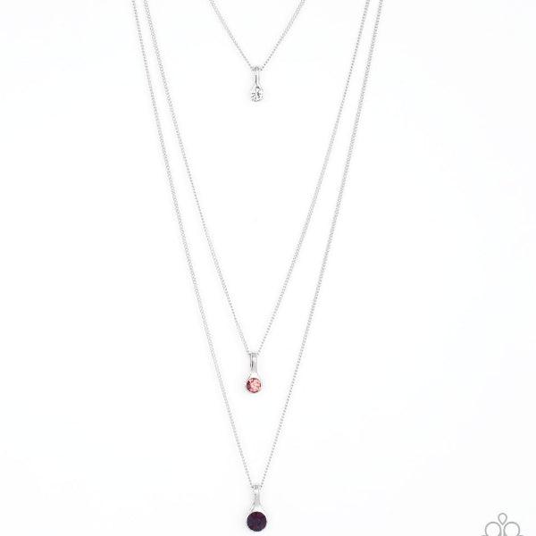 Paparazzi Crystal Chic Purple Rhinestone Necklace & Earrings Set