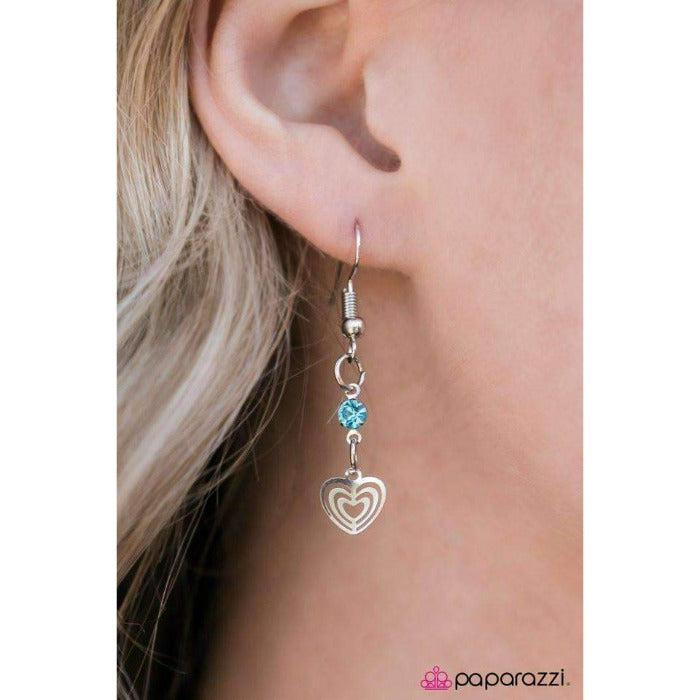Paparazzi Deepest Desires Blue & Silver Necklace & Earrings Set