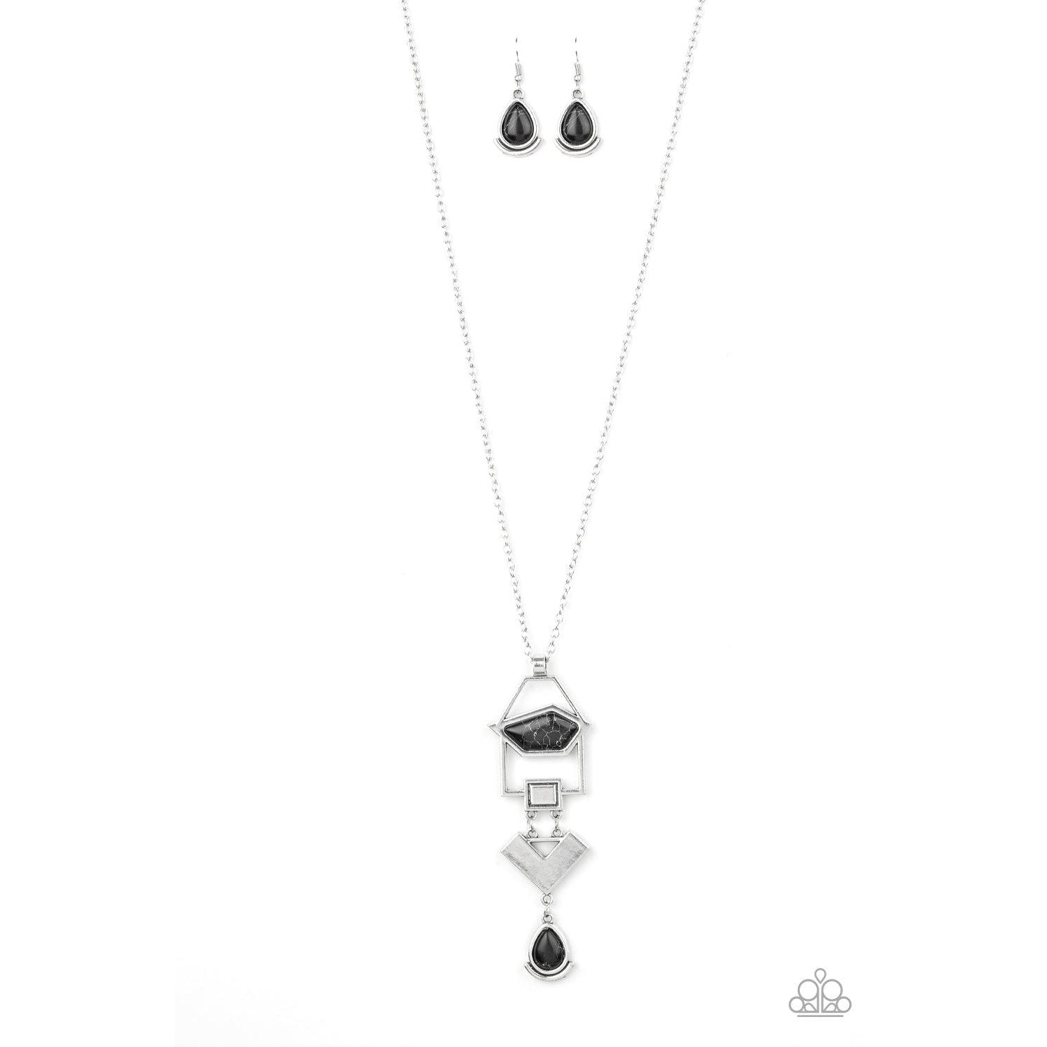 Paparazzi Desert Artisan Black Necklace & Earrings Set-Necklace-SPARKLE ARMAND