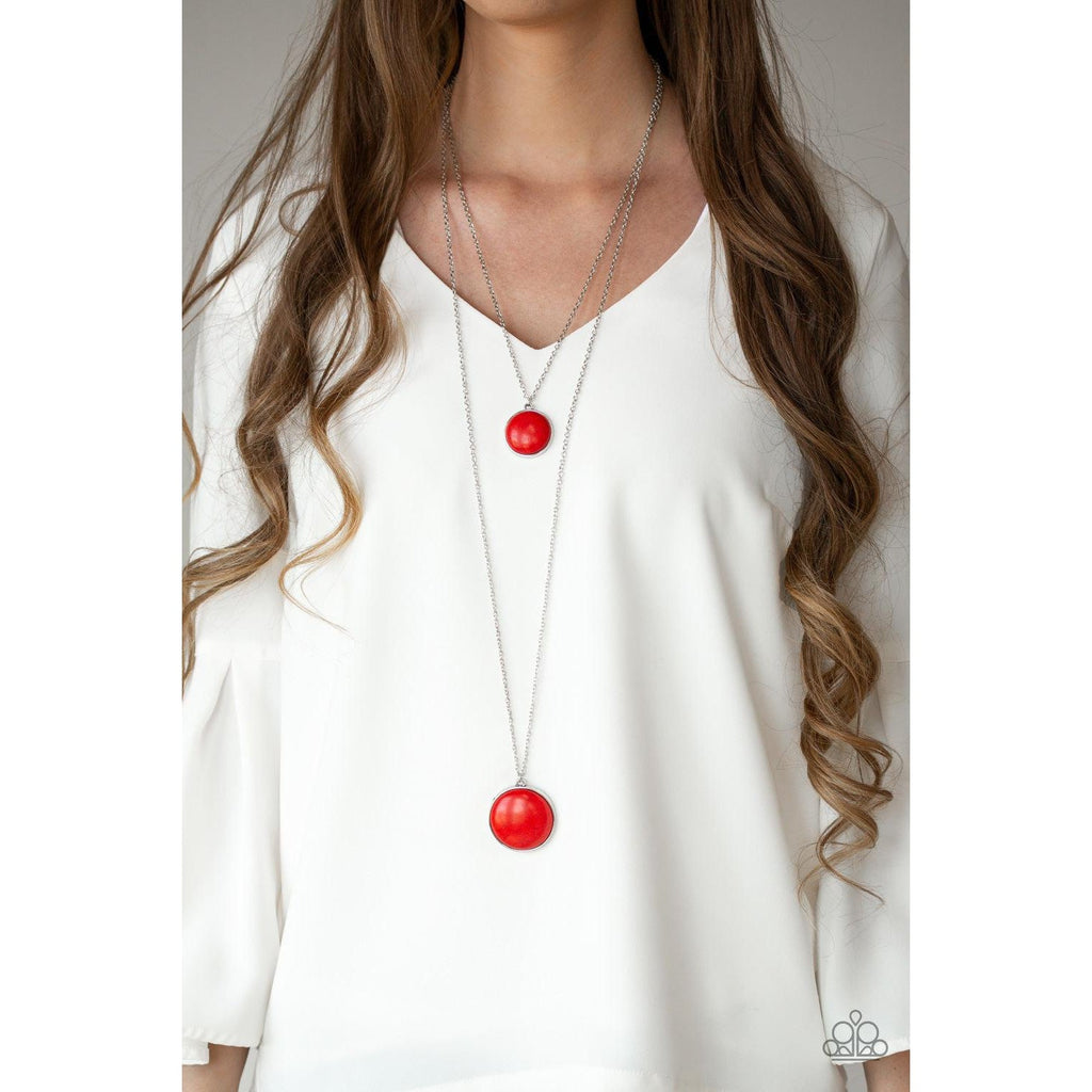 Paparazzi Desert Medallions Red Necklace & Earrings Set-Necklace-SPARKLE ARMAND