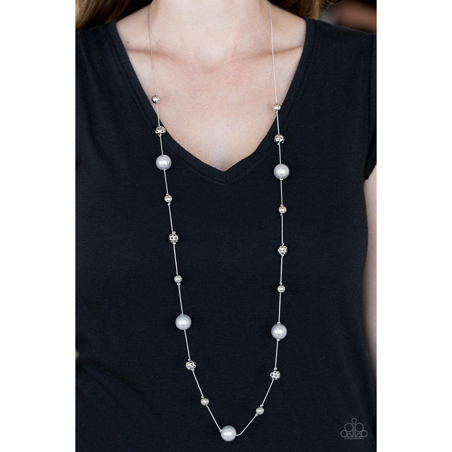 Paparazzi Eloquently Eloquent Silver Necklace & Earrings Set-Necklace-SPARKLE ARMAND