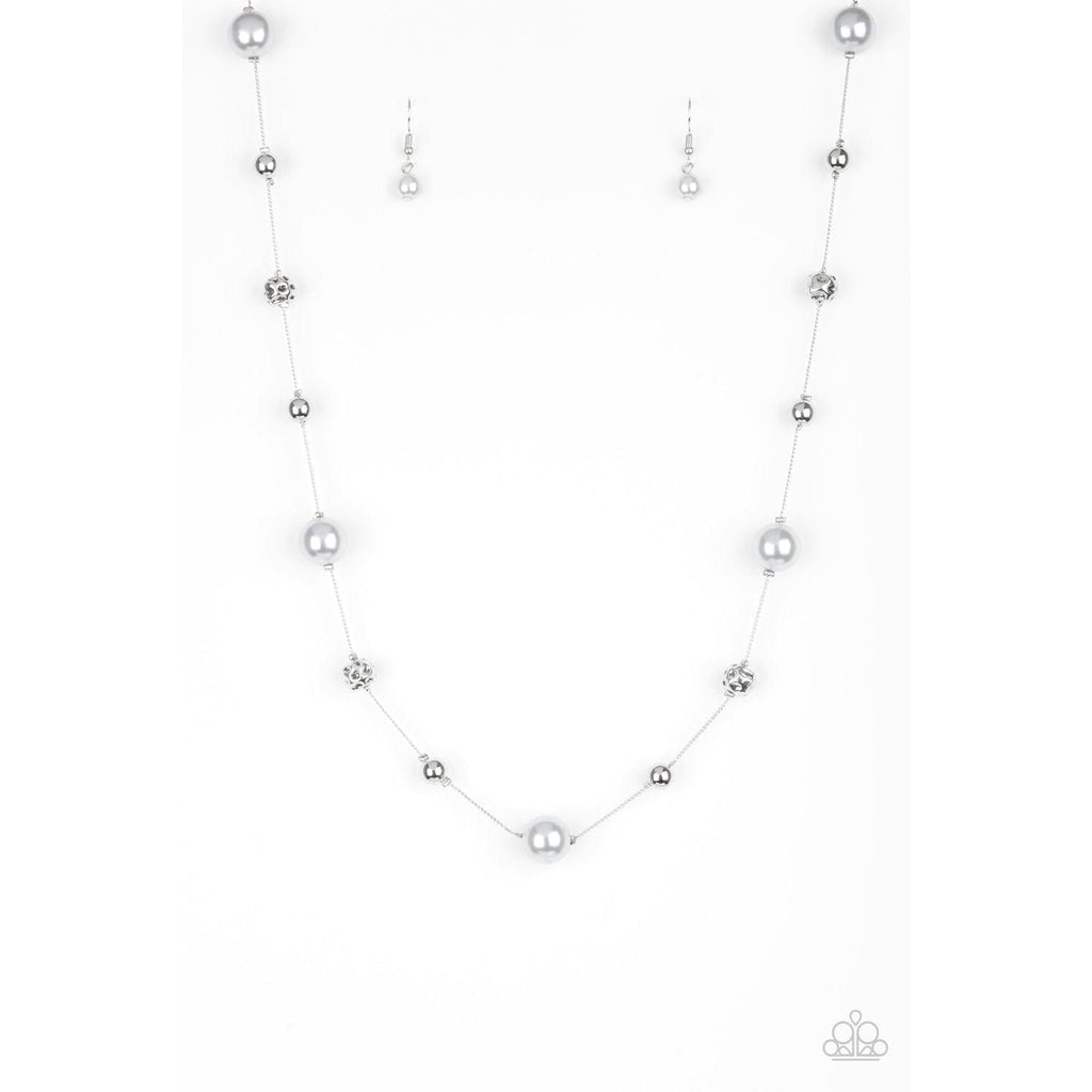 Paparazzi Eloquently Eloquent Silver Necklace & Earrings Set-Necklace-SPARKLE ARMAND