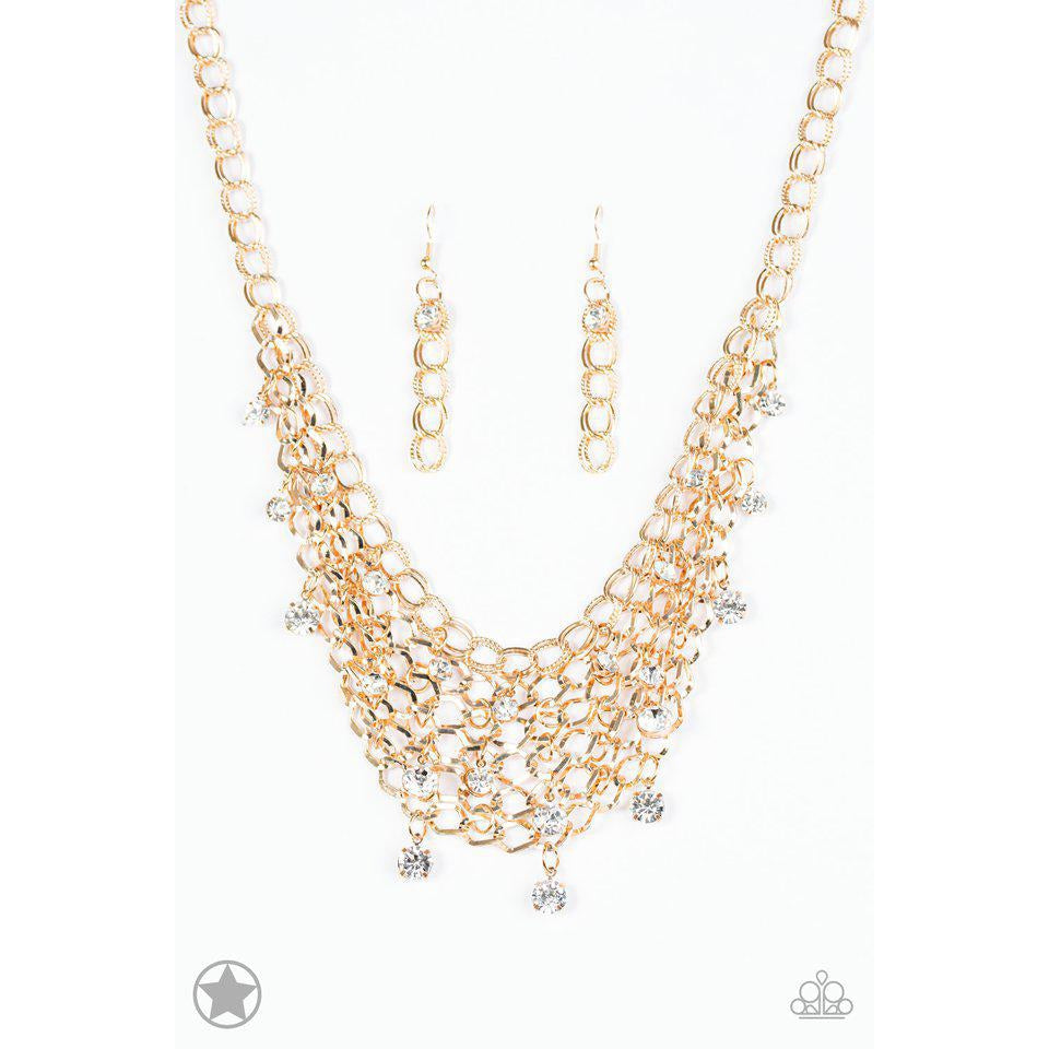 Paparazzi Fishing For Compliments Gold Necklace & Earrings Set-Necklace-SPARKLE ARMAND