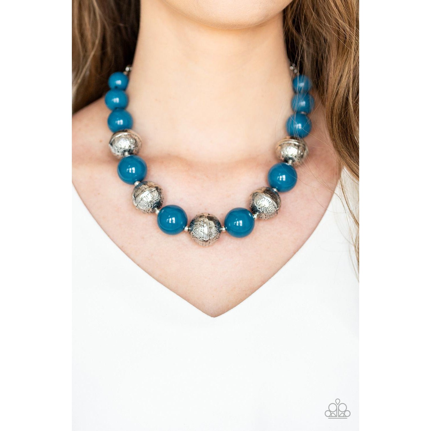 Paparazzi Floral Fusion Blue Floral Necklace & Earrings Set