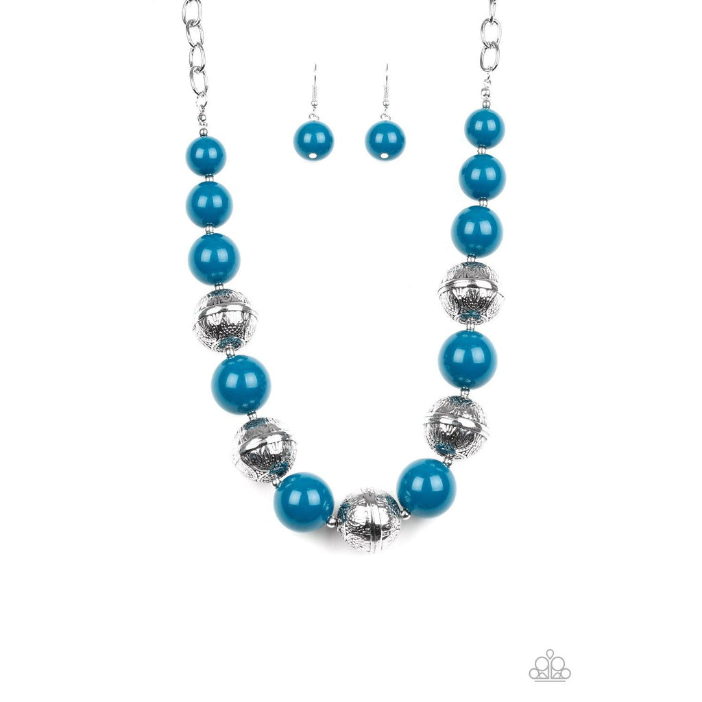 Paparazzi Floral Fusion Blue Floral Necklace & Earrings Set