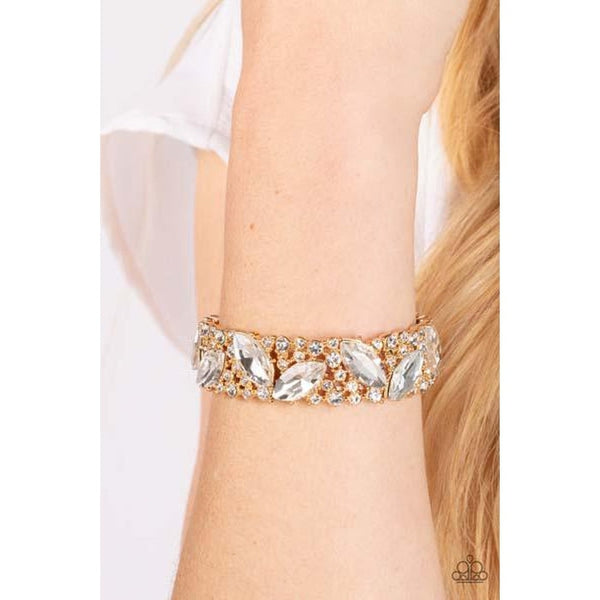 Paparazzi Full Body Chills Gold Rhinestone Bracelet