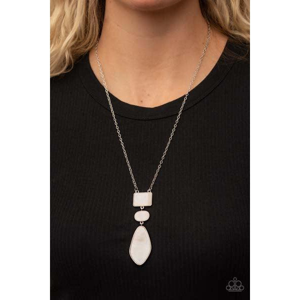 Paparazzi Hidden Cove - White Necklace & Earrings Set