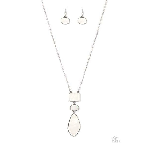 Paparazzi Hidden Cove - White Necklace & Earrings Set