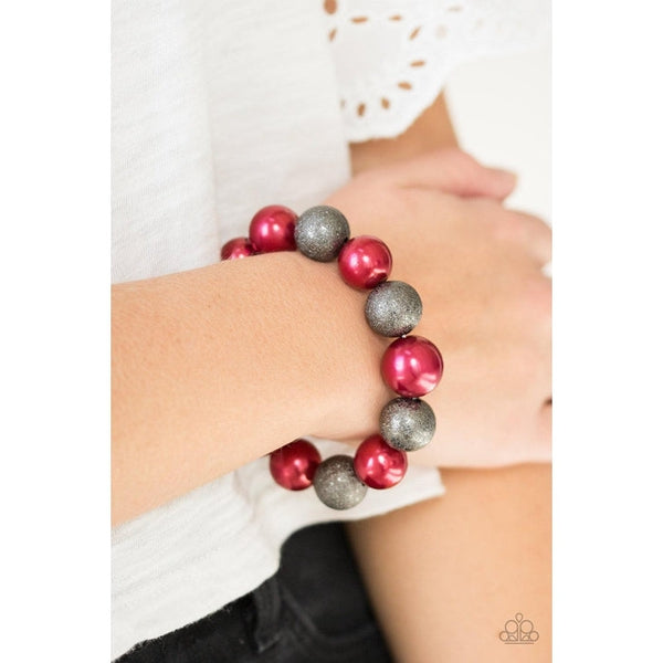 Paparazzi Humble Hustle - Red Stretchable Bead Bracelet