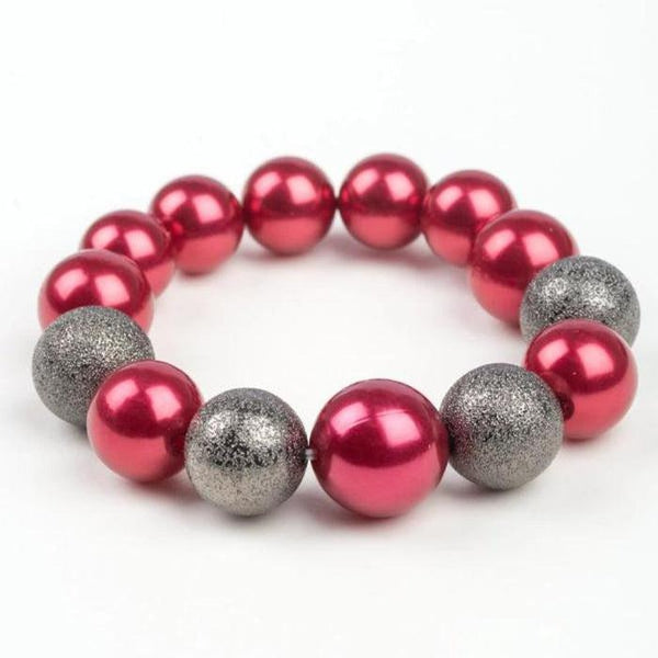 Paparazzi Humble Hustle - Red Stretchable Bead Bracelet