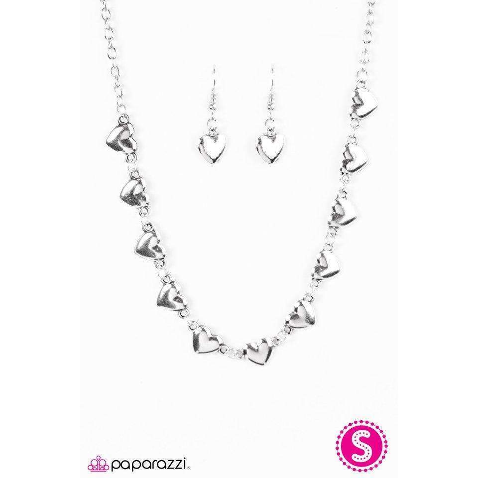Paparazzi If My Heart Had Wings Dainty Heart Silver Necklace & Earring Set-Necklace-SPARKLE ARMAND