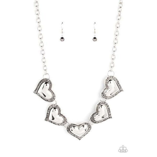 Paparazzi Kindred Hearts Silver Necklace & Earrings Set