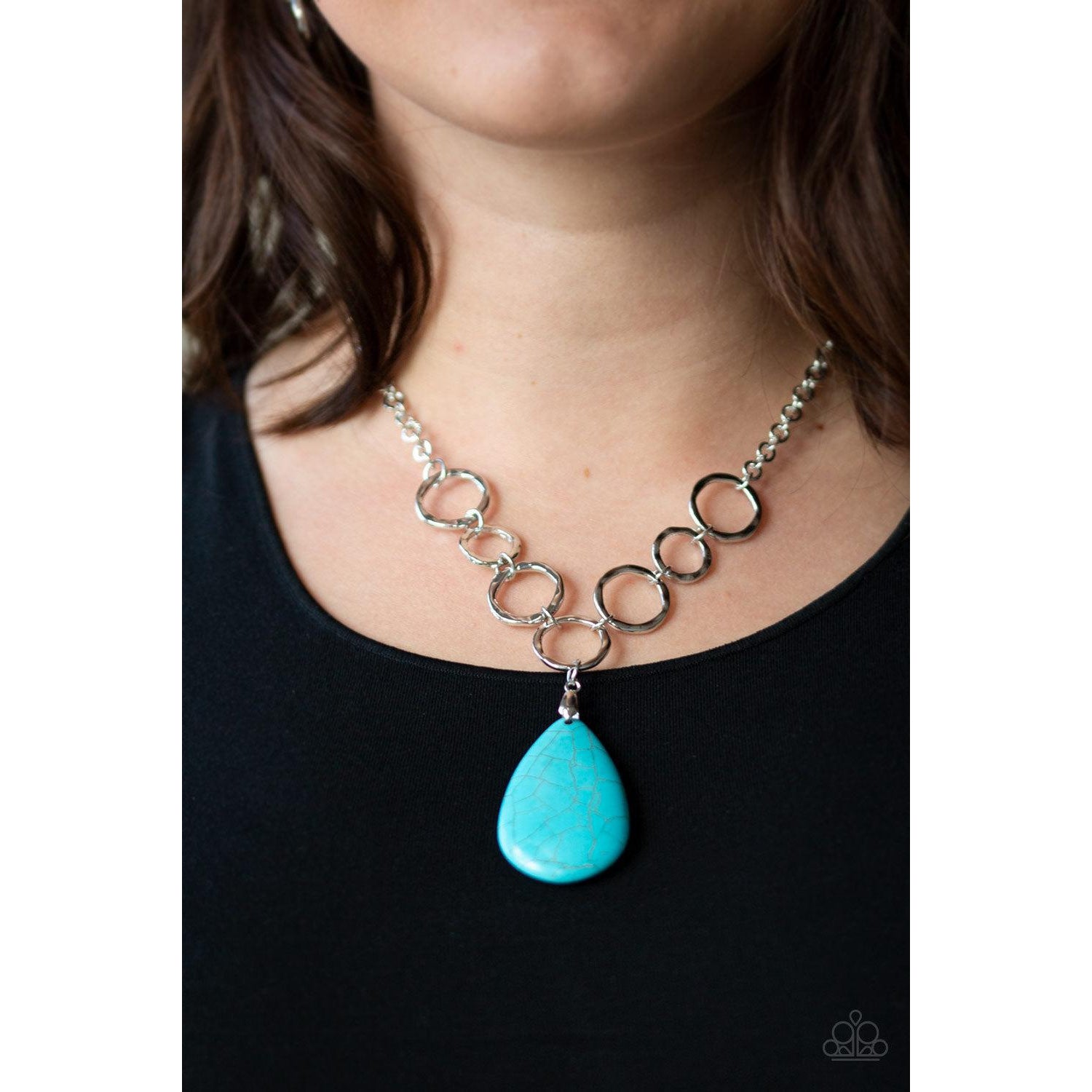 Paparazzi Livin On A PRAIRIE - Blue Necklace & Earrings Set-Necklace-SPARKLE ARMAND