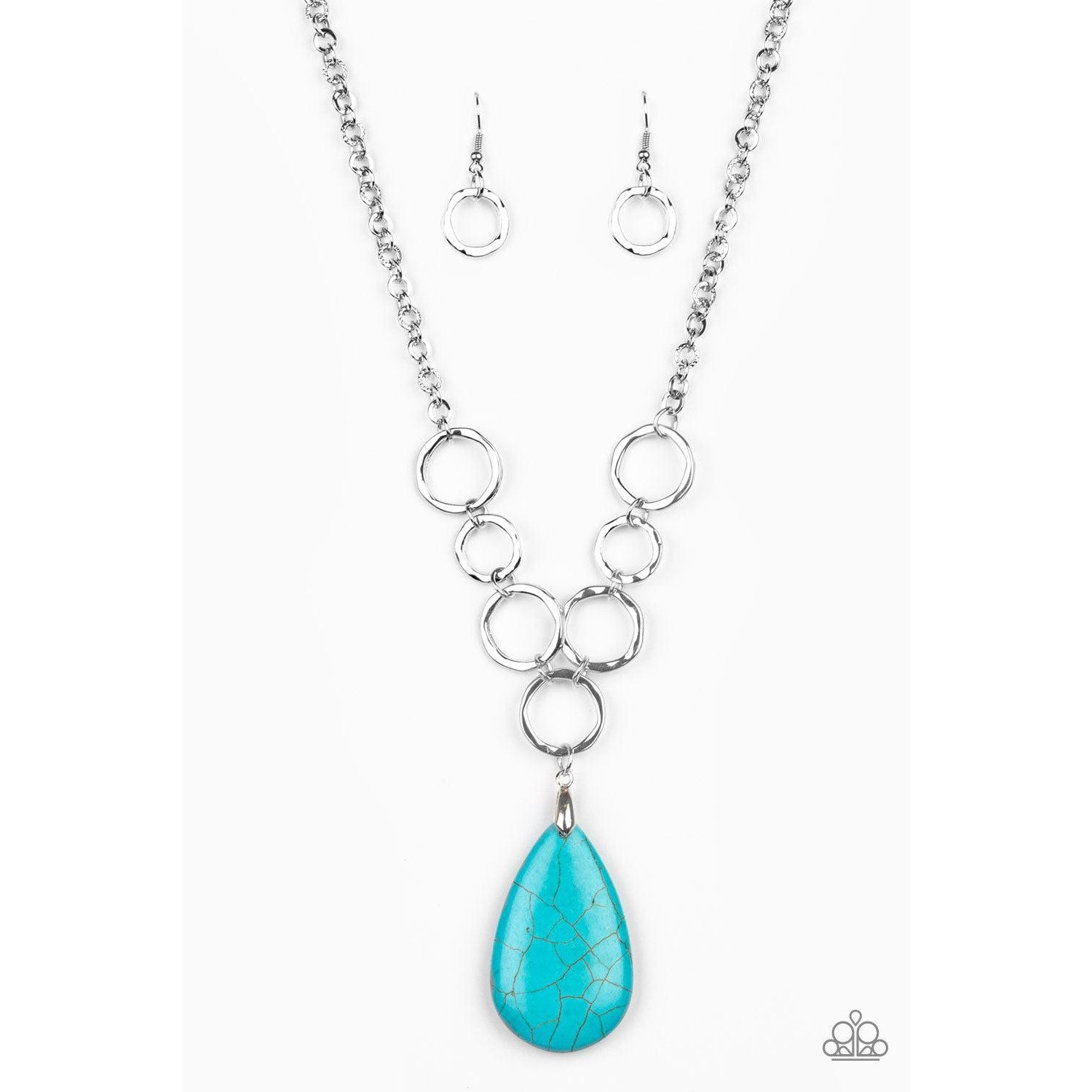 Paparazzi Livin On A PRAIRIE - Blue Necklace & Earrings Set-Necklace-SPARKLE ARMAND