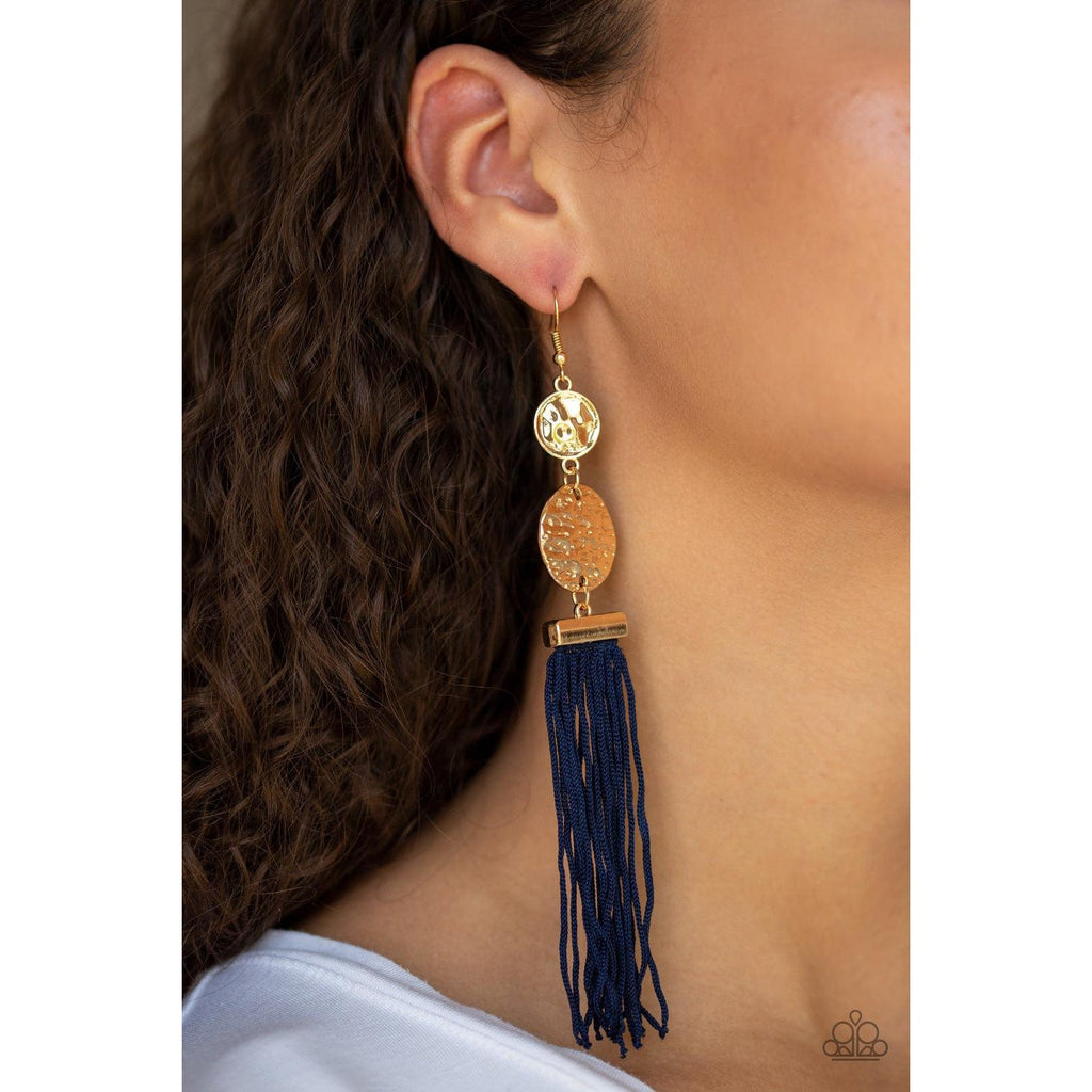 Paparazzi Lotus Gardens - Blue Tassel Pierced Earrings