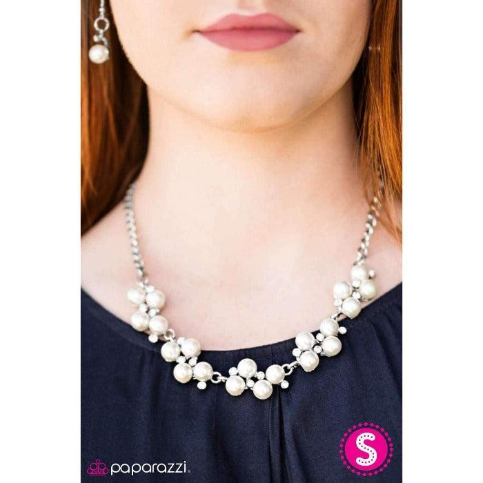 Paparazzi Love Story White Faux Pearl Necklace & Earring Set
