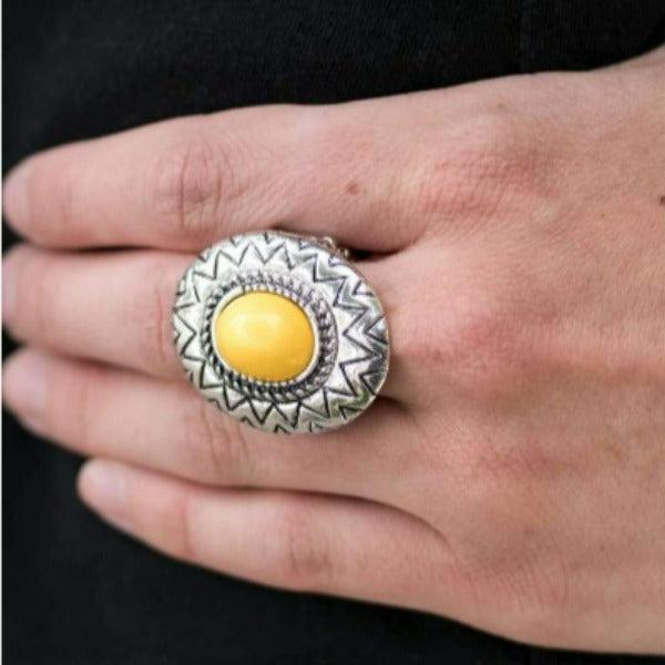Paparazzi Make Your Own Sunshine Bright Yellow Bead Silver Ring