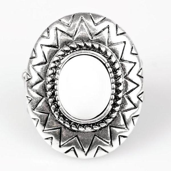 Paparazzi Make Your Own Sunshine White Bead Sunburst Silver Ring