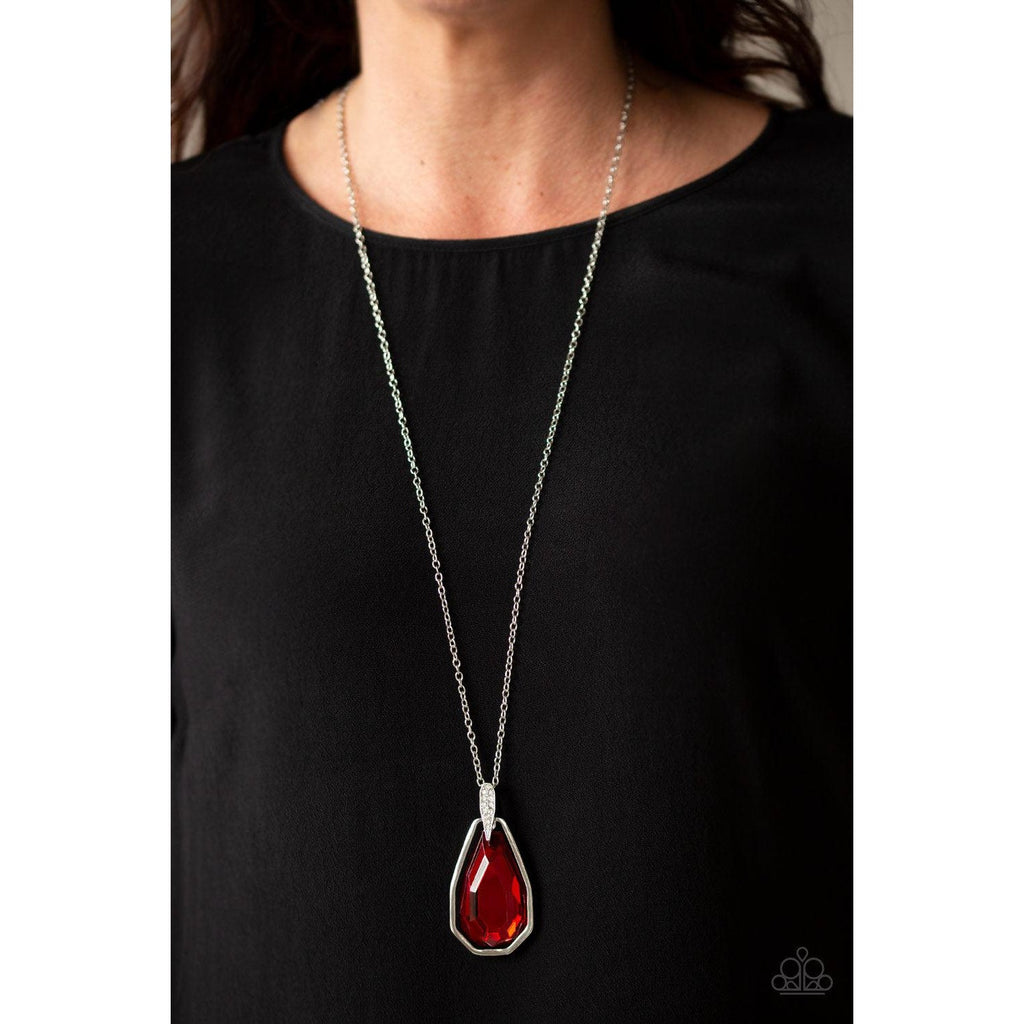 Paparazzi Maven Magic - Red Necklace & Earrings Set-Necklace-SPARKLE ARMAND