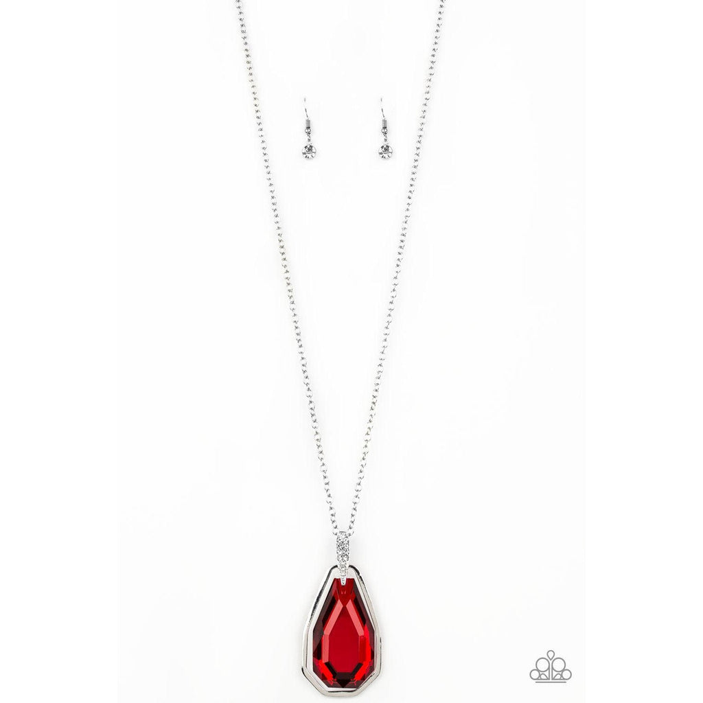 Paparazzi Maven Magic - Red Necklace & Earrings Set-Necklace-SPARKLE ARMAND