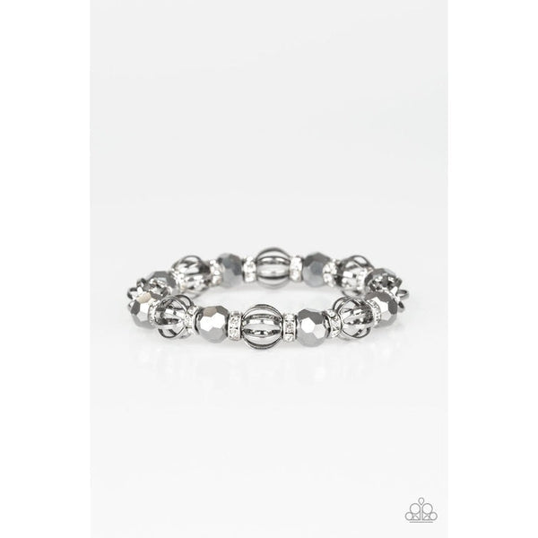 Paparazzi Metro Squad Silver Rhinestone Stretch Bracelet