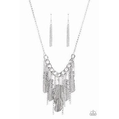 Paparazzi NEST Friends Forever Silver Necklace & Earrings Set-Necklace-SPARKLE ARMAND