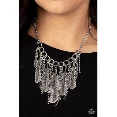 Paparazzi NEST Friends Forever Silver Necklace & Earrings Set-Necklace-SPARKLE ARMAND