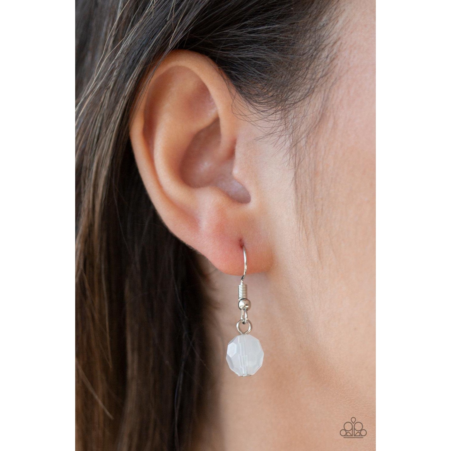 Paparazzi Native New Yorker White Lanyard Necklace & Earrings Set-Necklace-SPARKLE ARMAND