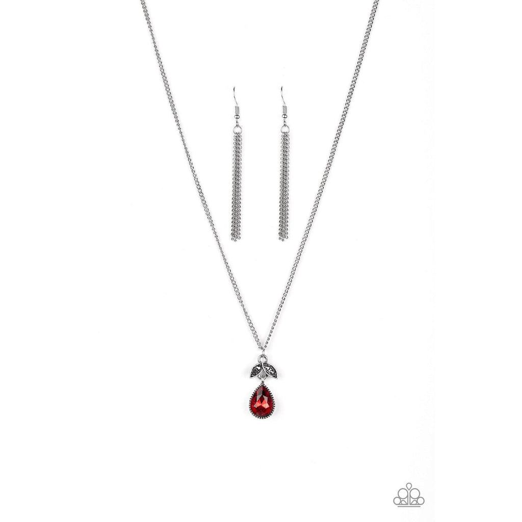 Paparazzi Nice to Meet You Red Teardrop Necklace & Earrings Set