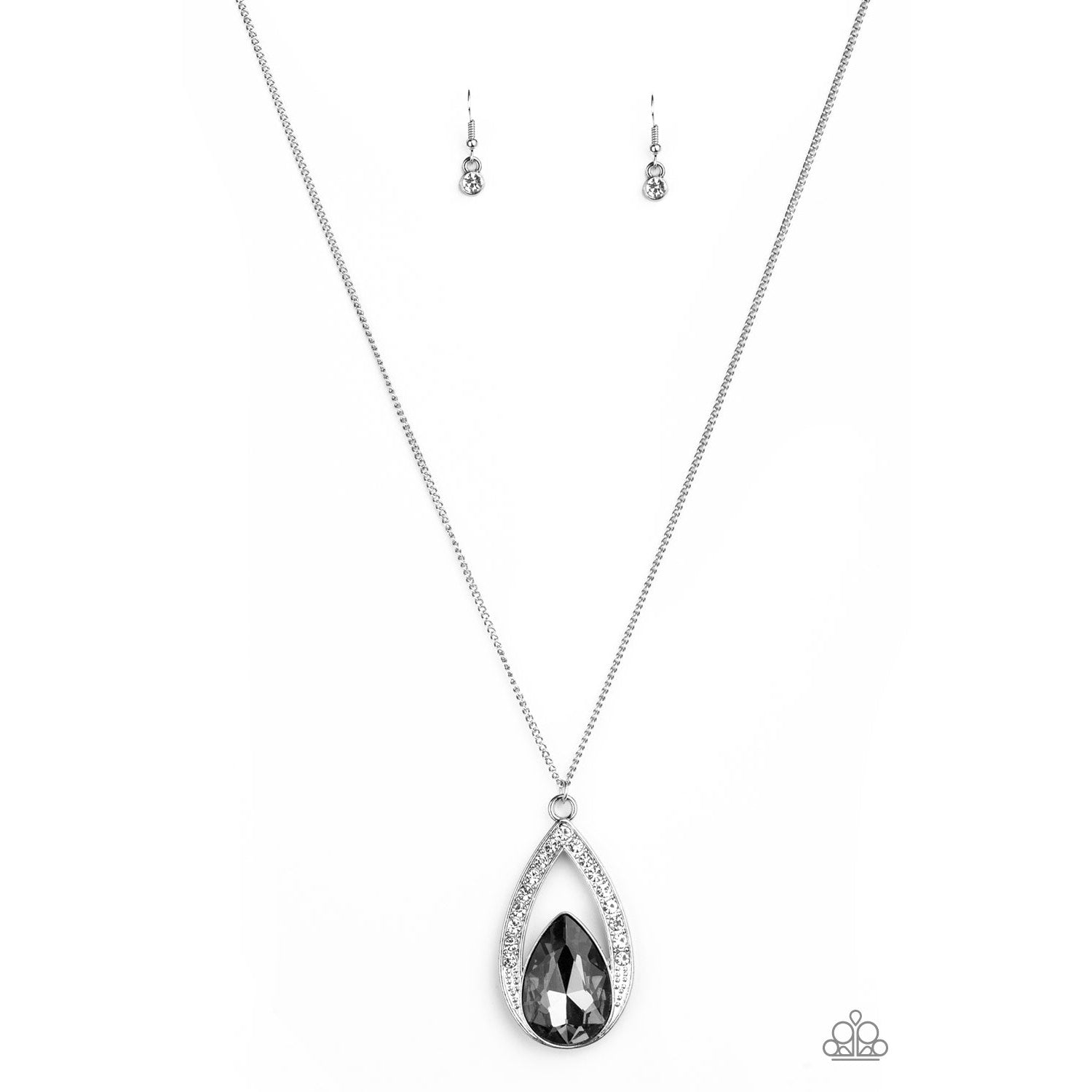Paparazzi Notorious Noble Silver Necklace & Earrings Set-Necklace-SPARKLE ARMAND