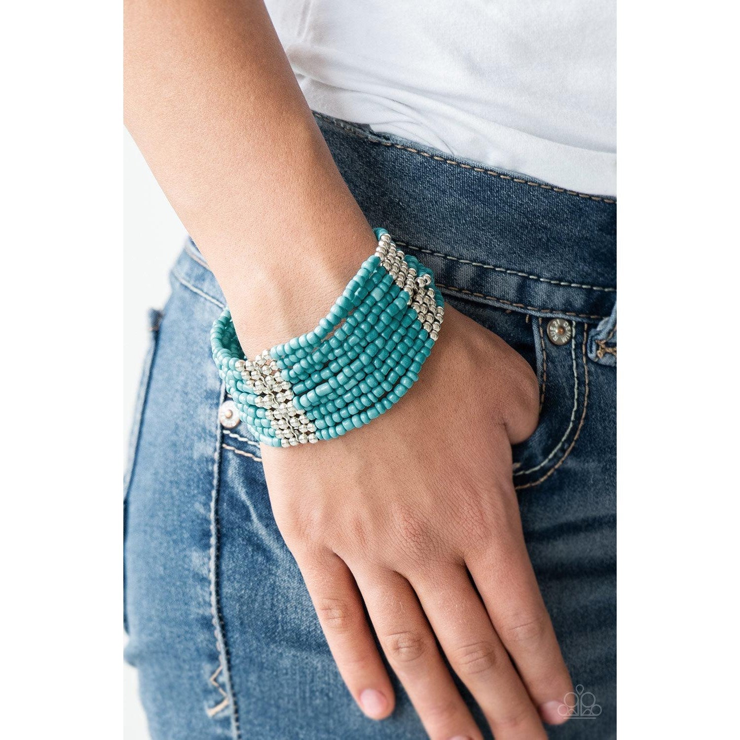 Paparazzi Outback Odessey Blue Seed Beads Stretch Bracelet-Bracelet-SPARKLE ARMAND