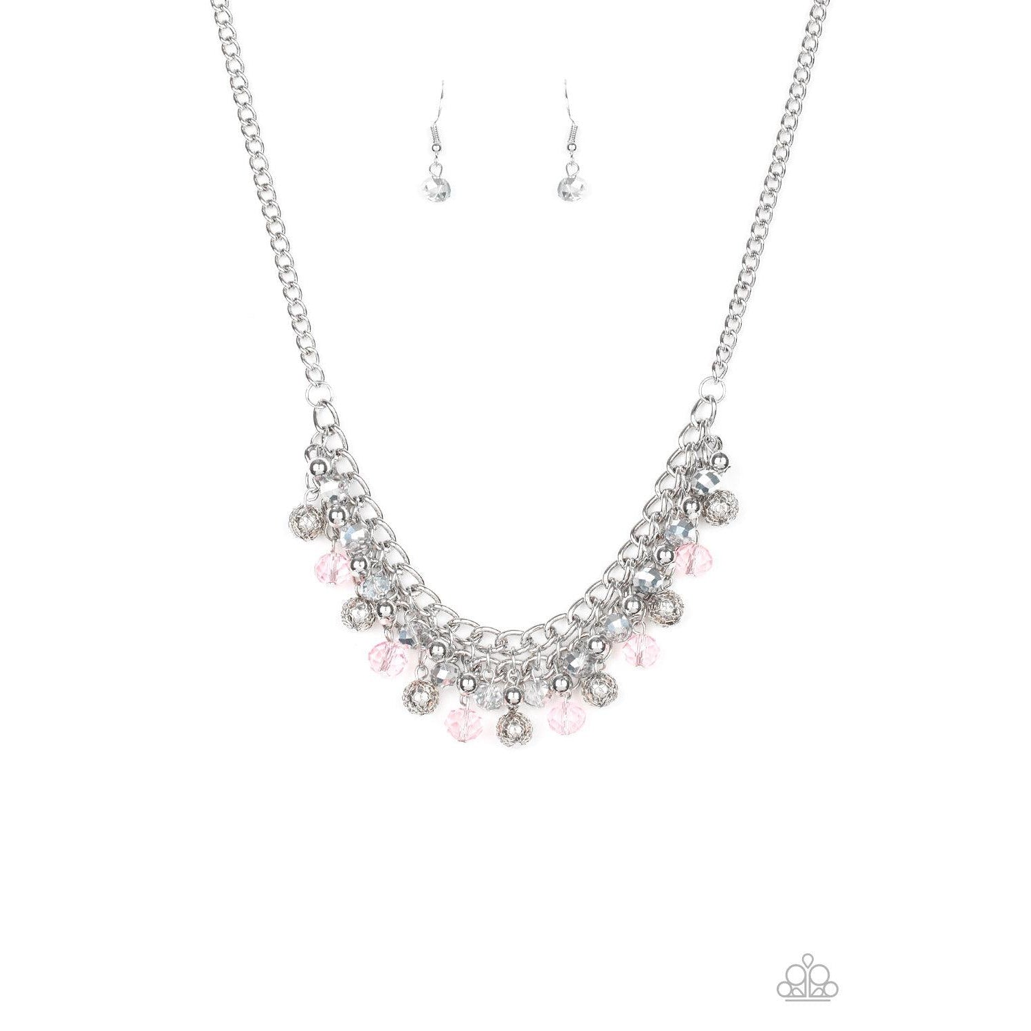 Paparazzi Party Spree Pink Beaded Necklace & Earrings Set