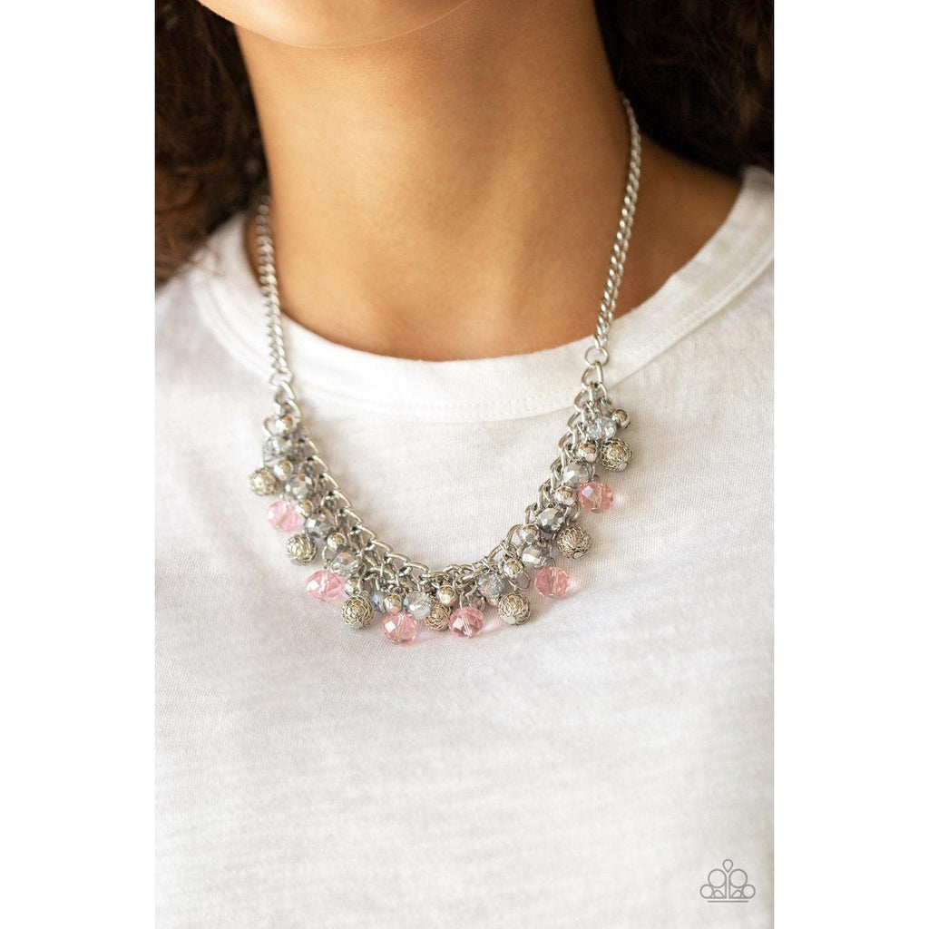 Paparazzi Party Spree Pink Beaded Necklace & Earrings Set