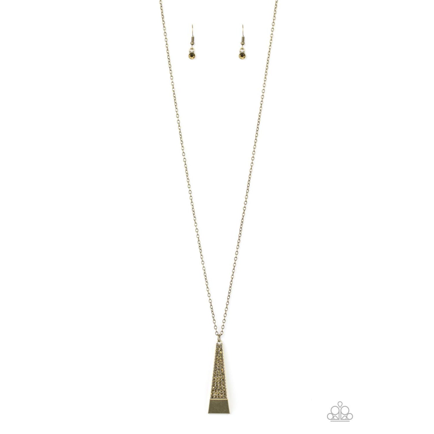 Paparazzi Prized Pendulum Brass Pendulum Necklace & Earrings Set