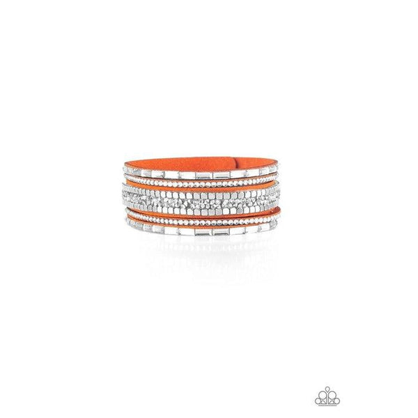 Paparazzi Rebel in Rhinestones Orange Bracelet