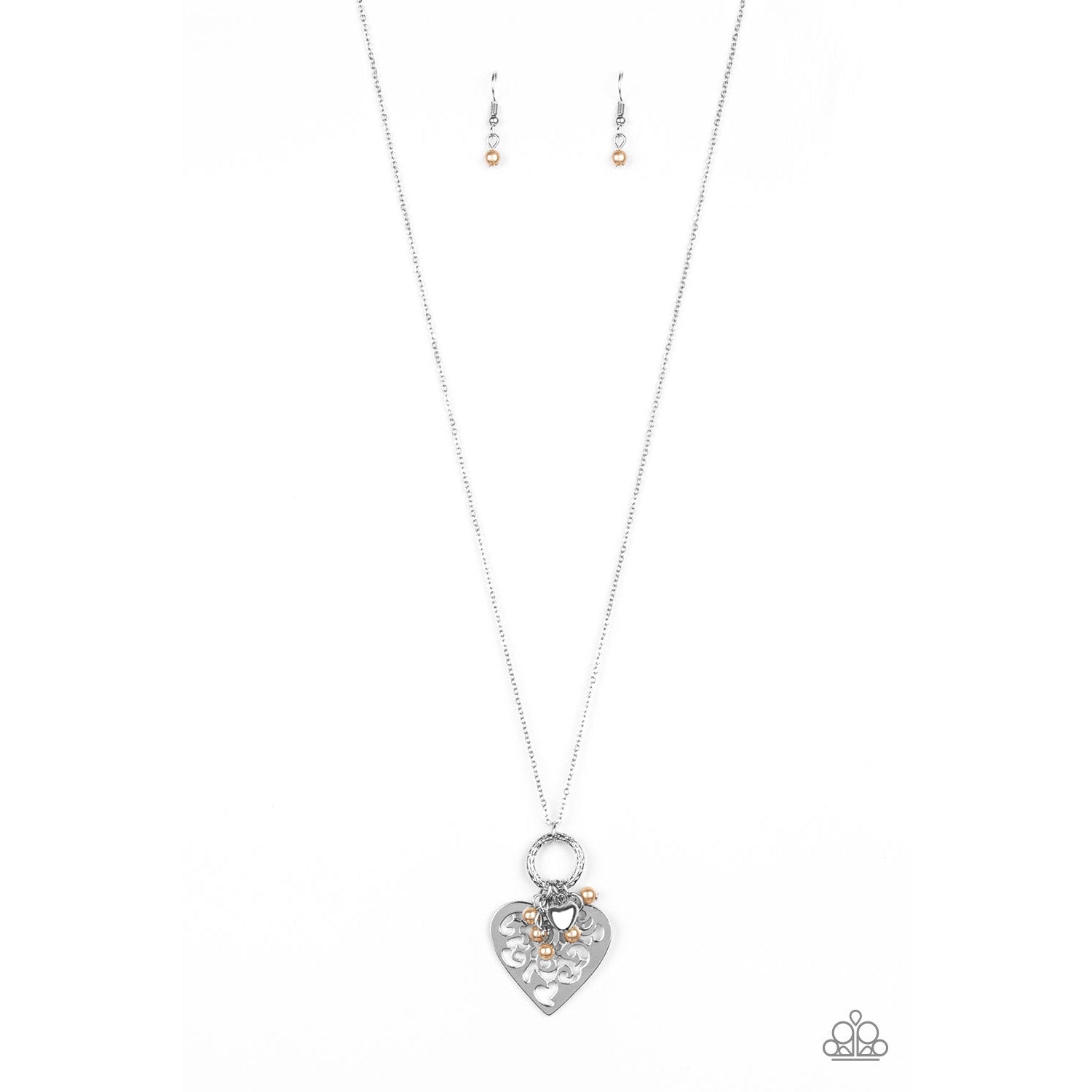 Paparazzi Romeo Romance - Brown Heart Necklace & Earrings Set-Necklace-SPARKLE ARMAND